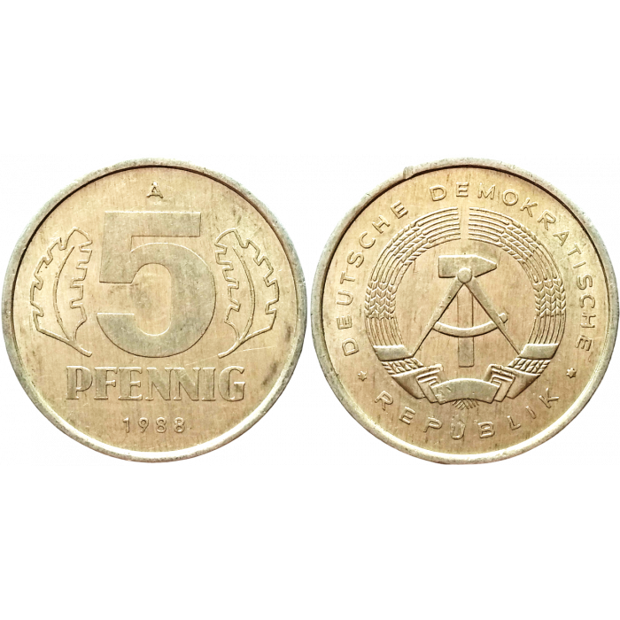 Германия - ГДР 5 пфеннигов 1988 год KM# 9.2