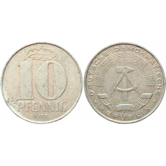 Германия - ГДР 10 пфеннигов 1970 год KM# 10