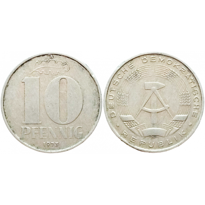Германия - ГДР 10 пфеннигов 1973 год KM# 10