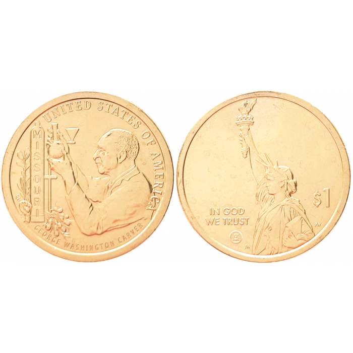 США 1 доллар 2024 P год UNC UC# 417 Джордж Вашингтон Карвер, Миссури, Американские инновации