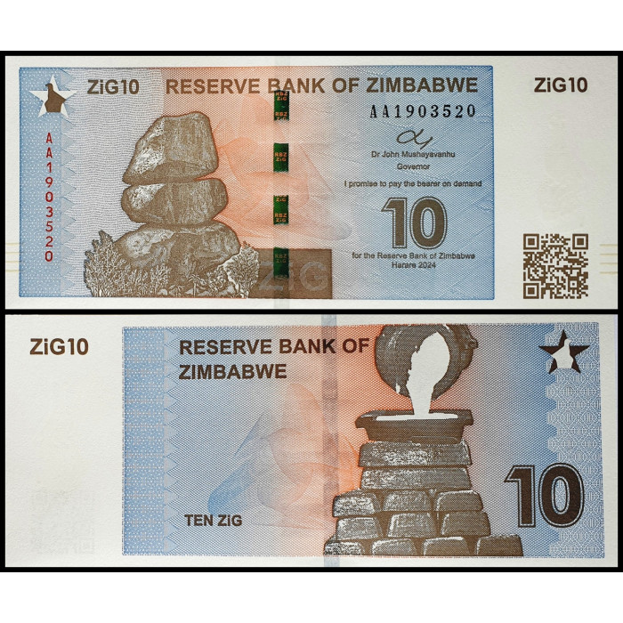 Зимбабве 10 зиг 2024 год UNC P-110
