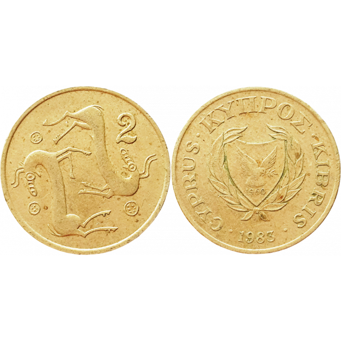 Кипр 2 цента 1983 год KM# 54.1