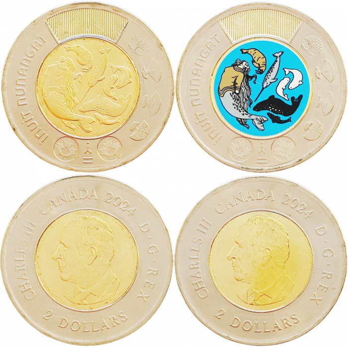 Канада 2 доллара 2024 год UNC Чествование инуитов Нунангат Набор из 2 монет