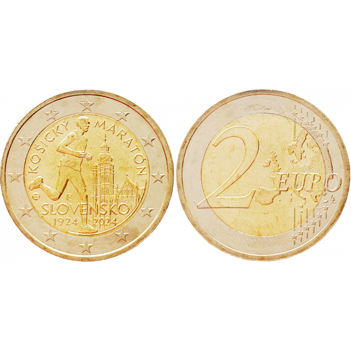 Словакия 2 евро 2024 год UNC UC# 112 100 лет Кошицкому марафону