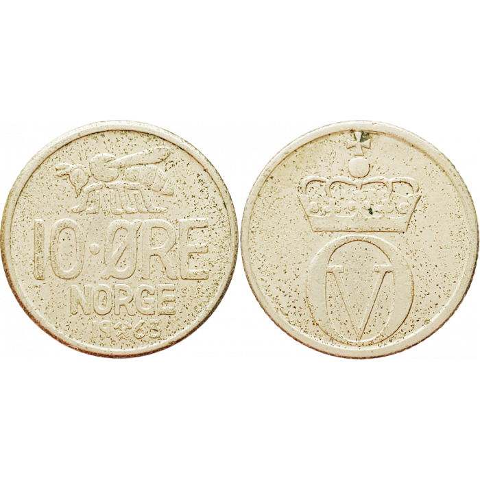 Норвегия 10 эре 1963 год KM# 411