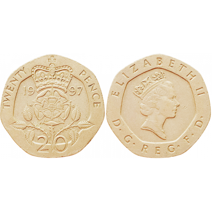 Великобритания 20 пенсов 1997 год KM# 939 Королева Елизавета II (1982 - 2022)