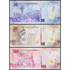 Мозамбик 20 50 100 Метикал 2024 год UNC Набор из 3 банкнот