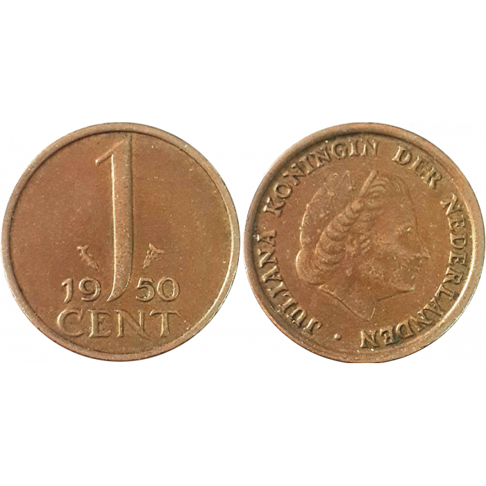 Нидерланды 1 цент 1950 год KM# 180