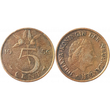 Нидерланды 5 центов 1956 год KM# 181