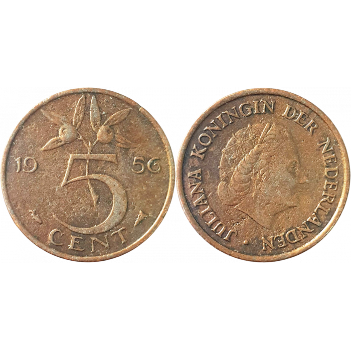 Нидерланды 5 центов 1956 год KM# 181