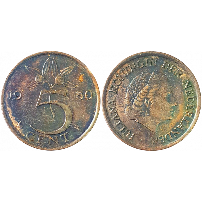 Нидерланды 5 центов 1980 год KM# 181