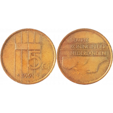 Нидерланды 5 центов 1991 год KM# 202