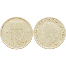 Нидерланды 10 центов 1948 год KM# 177