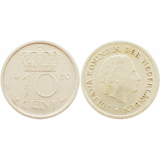 Нидерланды 10 центов 1950 год KM# 182