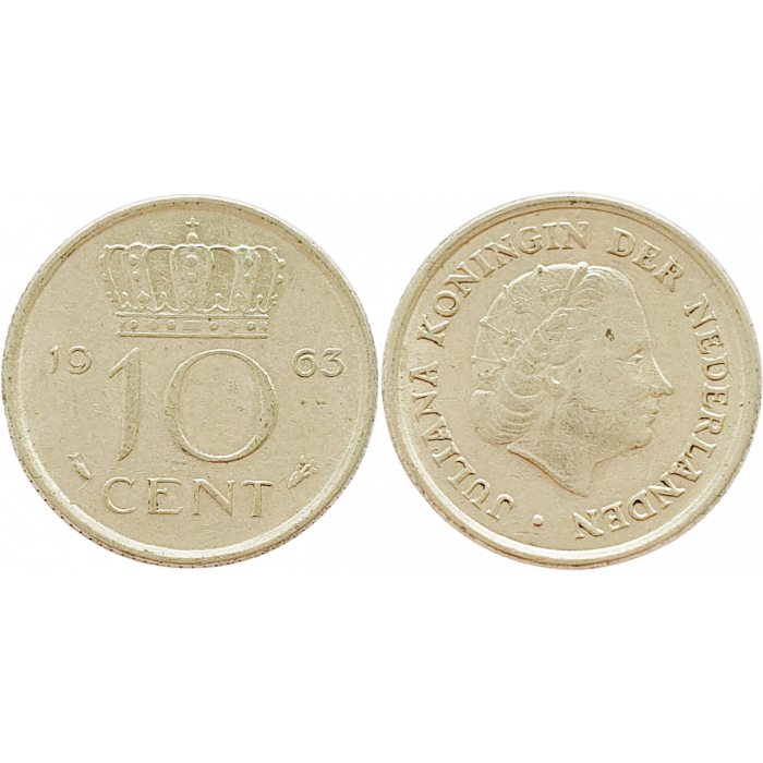 Нидерланды 10 центов 1963 год KM# 182