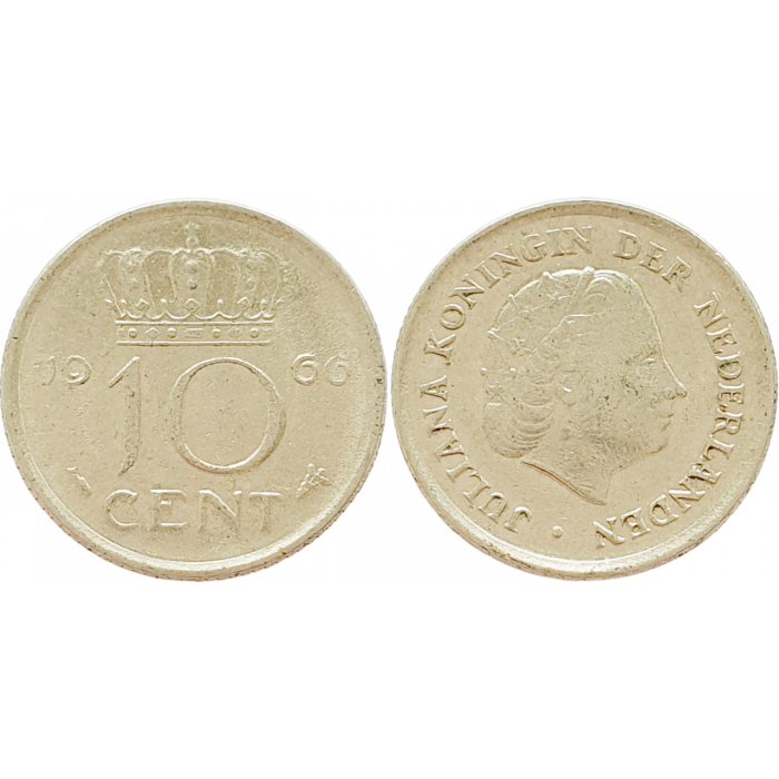 Нидерланды 10 центов 1966 год KM# 182