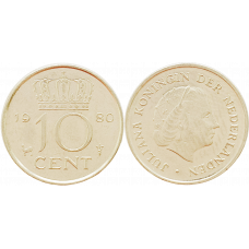 Нидерланды 10 центов 1980 год KM# 182