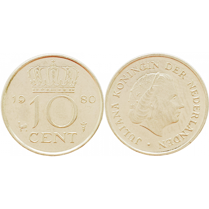 Нидерланды 10 центов 1980 год KM# 182