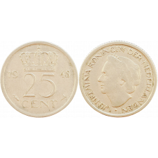 Нидерланды 25 центов 1948 год KM# 178