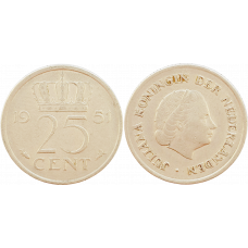 Нидерланды 25 центов 1951 год KM# 183