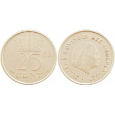 Нидерланды 25 центов 1962 год KM# 183