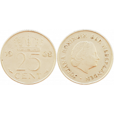Нидерланды 25 центов 1968 год KM# 183