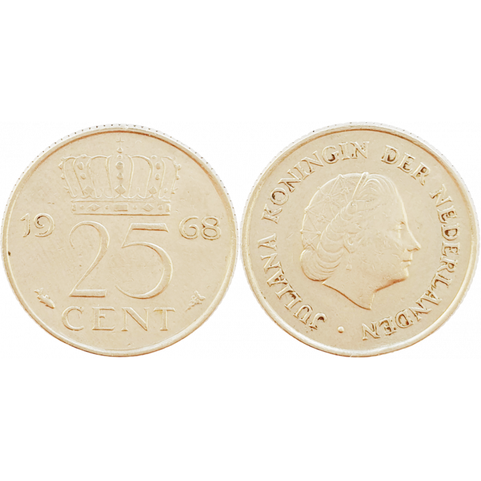 Нидерланды 25 центов 1968 год KM# 183