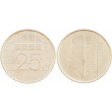 Нидерланды 25 центов 1982 год KM# 204