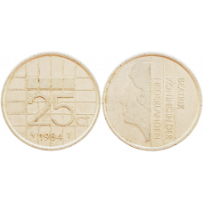Нидерланды 25 центов 1984 год KM# 204