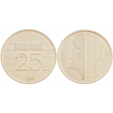 Нидерланды 25 центов 1985 год KM# 204