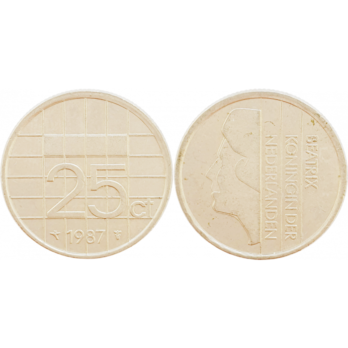 Нидерланды 25 центов 1987 год KM# 204
