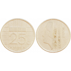 Нидерланды 25 центов 1989 год KM# 204