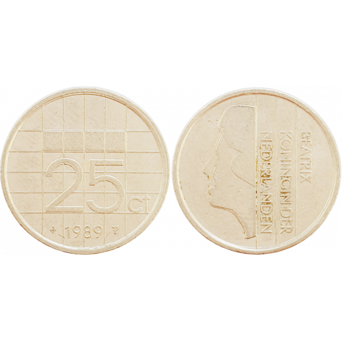 Нидерланды 25 центов 1989 год KM# 204