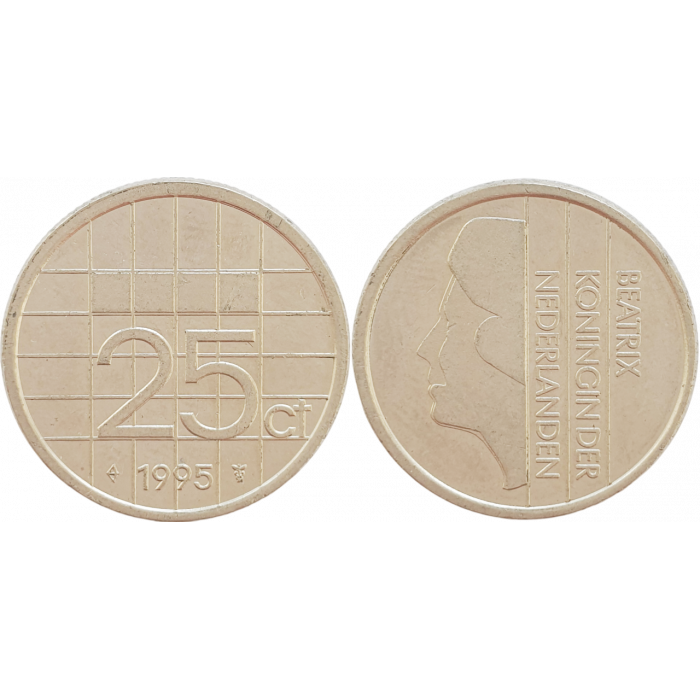 Нидерланды 25 центов 1995 год KM# 204