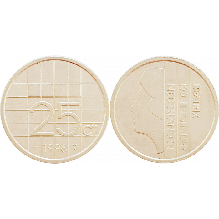 Нидерланды 25 центов 1996 год KM# 204