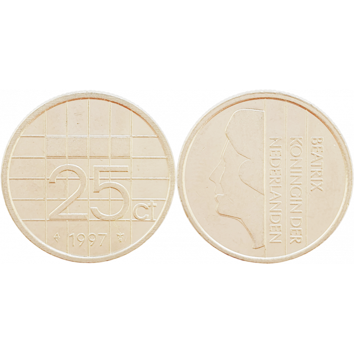 Нидерланды 25 центов 1997 год KM# 204