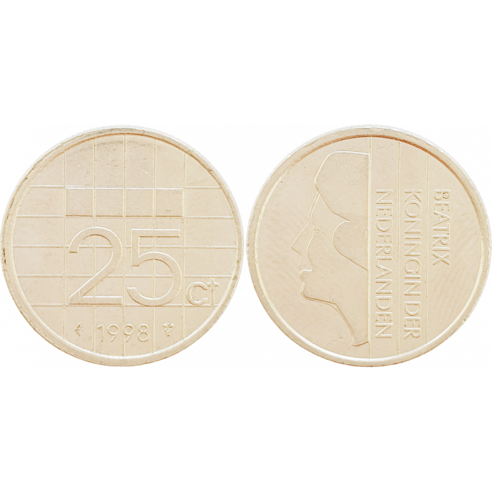 Нидерланды 25 центов 1998 год KM# 204