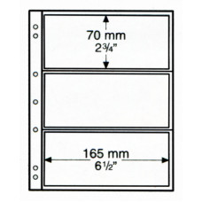 Лист NUMIS NH 03 (187х224 мм) для банкнот из прозрачного пластика на 3 ячейки (165х70 мм). Leuchtturm. 10 шт.