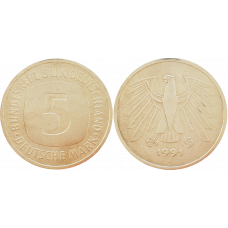 Германия 5 марок 1991 J год KM# 140.1