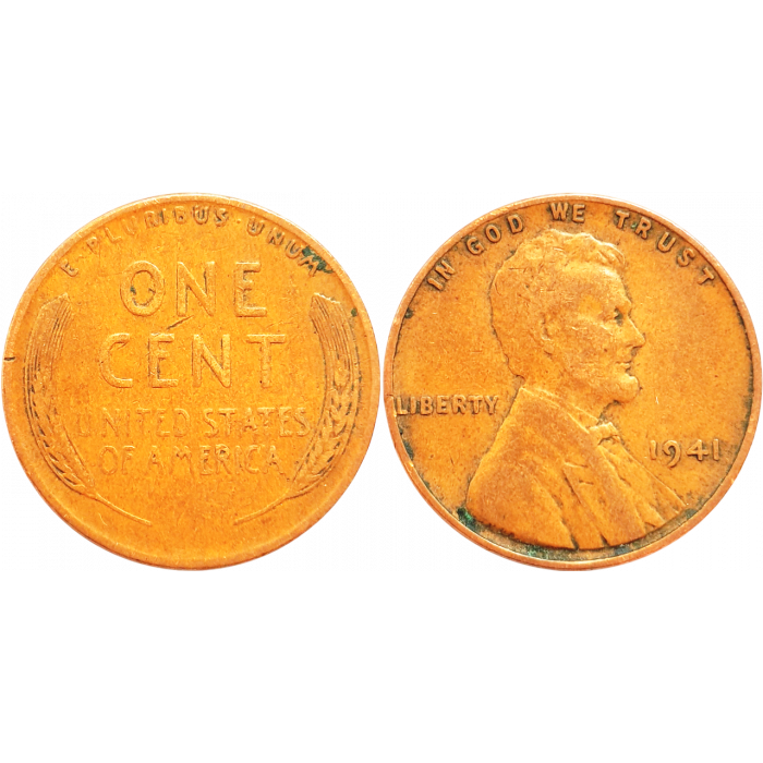 США 1 цент 1941 год KM# 132 Wheat Penny, Линкольн