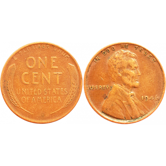 США 1 цент 1946 год KM# A132 Wheat Penny, Линкольн