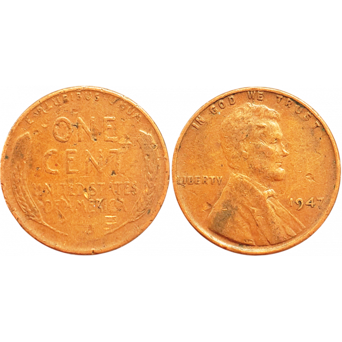 США 1 цент 1947 год KM# A132 Wheat Penny, Линкольн
