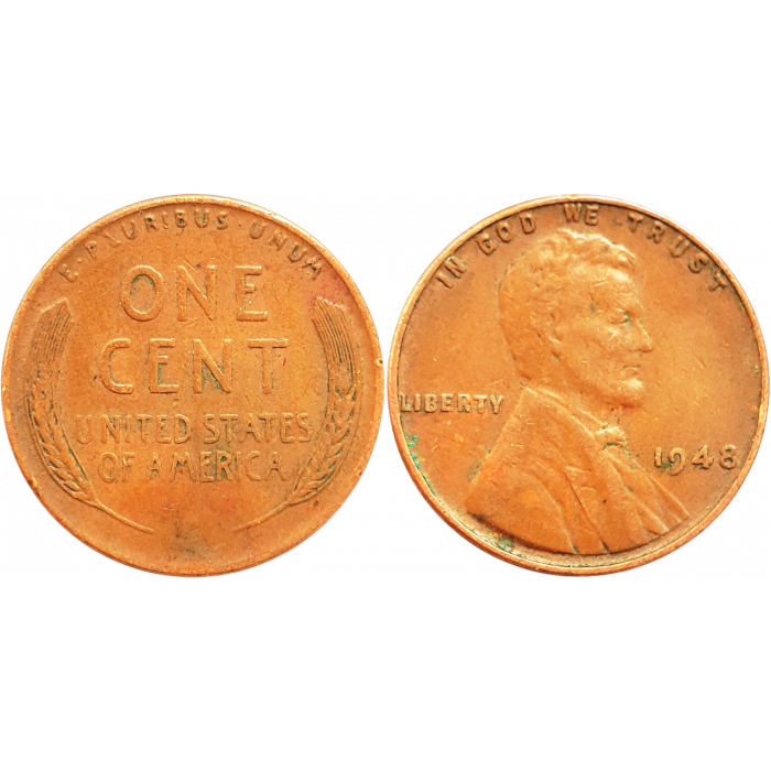 США 1 цент 1948 год KM# A132 Wheat Penny, Линкольн