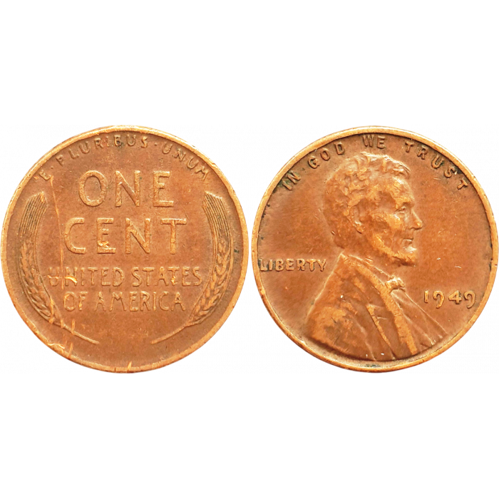 США 1 цент 1949 год KM# A132 Wheat Penny, Линкольн