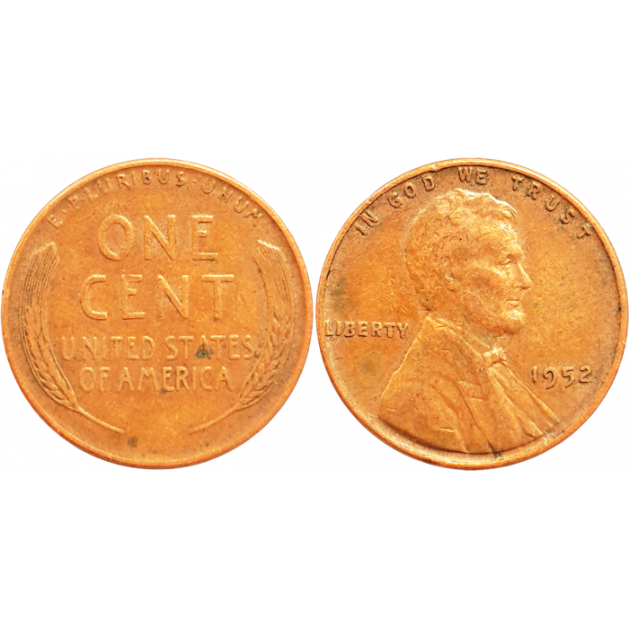 США 1 цент 1952 год KM# A132 Wheat Penny, Линкольн