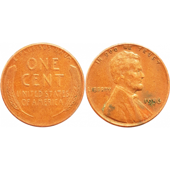 США 1 цент 1956 год KM# A132 Wheat Penny, Линкольн