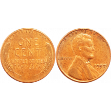 США 1 цент 1957 год KM# A132 Wheat Penny, Линкольн