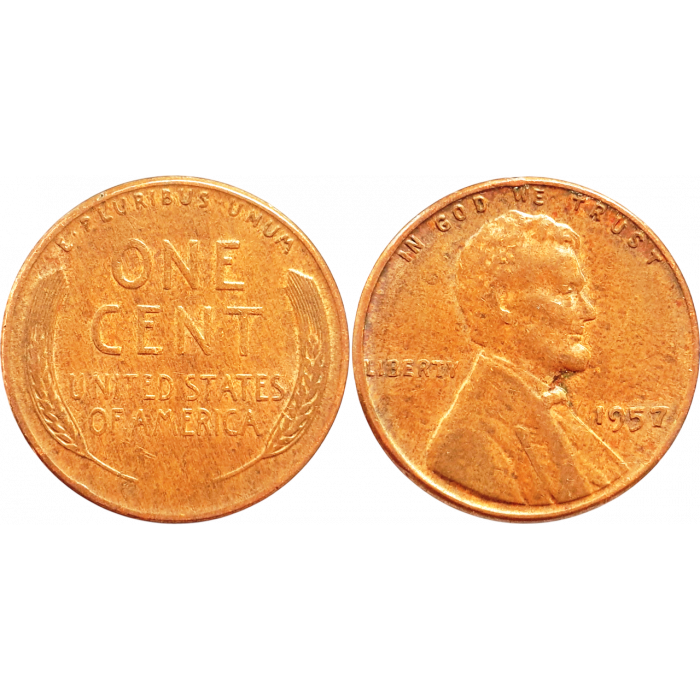 США 1 цент 1957 год KM# A132 Wheat Penny, Линкольн