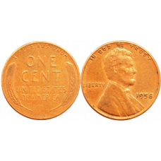 США 1 цент 1958 год KM# A132 Wheat Penny, Линкольн