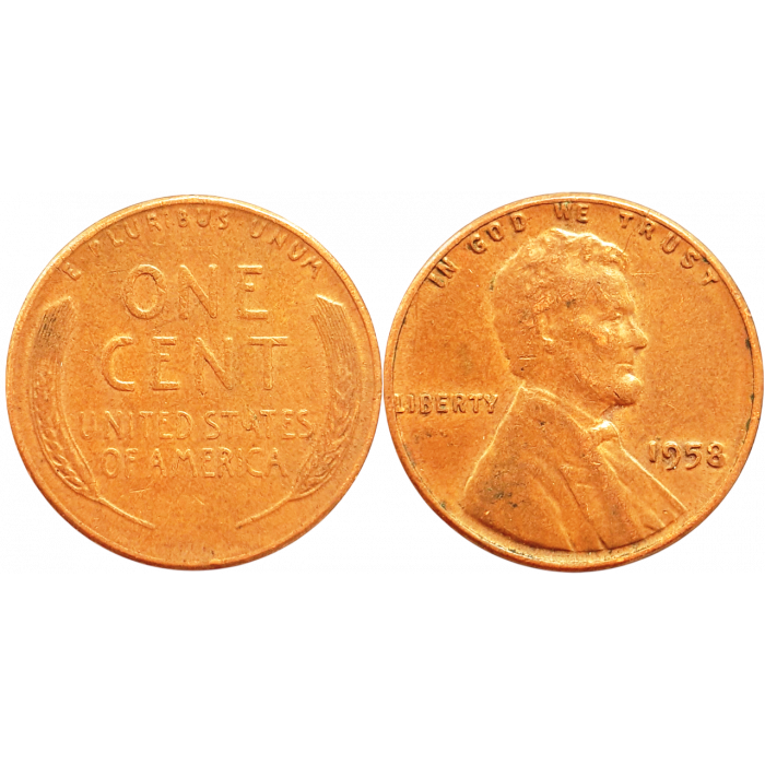 США 1 цент 1958 год KM# A132 Wheat Penny, Линкольн